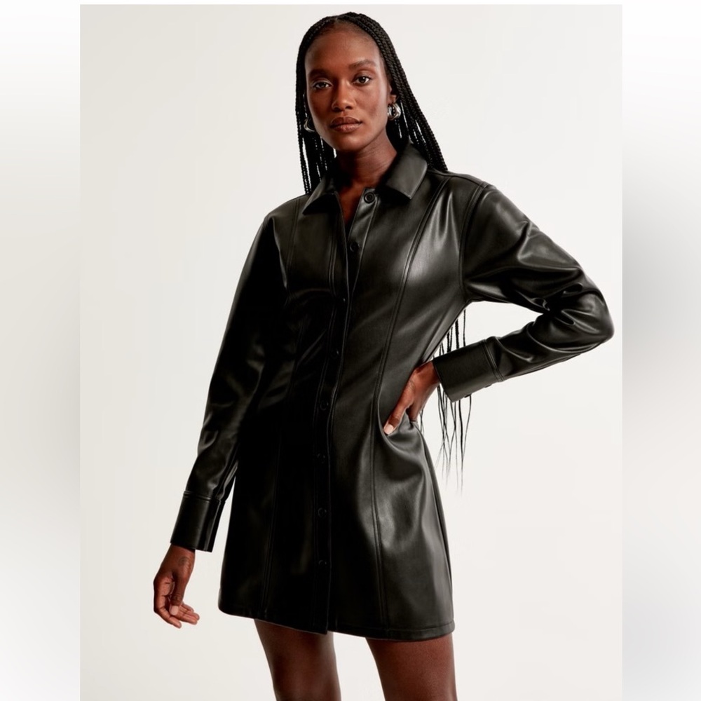 Abercrombie leather black blazer dress- nwt